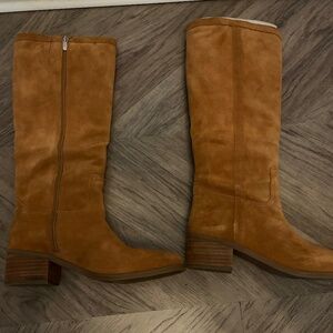 Marc Fisher Tan Suede Knee High Women's Tall Riding Boots (9M)